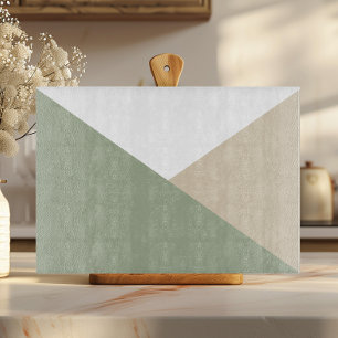 Modern Colour Block Triangles Sage Green Beige Cutting Board