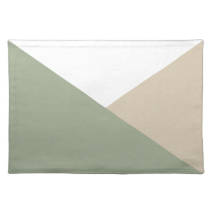 Modern Colour Block Triangles Sage Green Beige Placemat