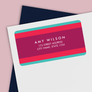 Modern Colour Block Turquoise Pink Purple Address Label