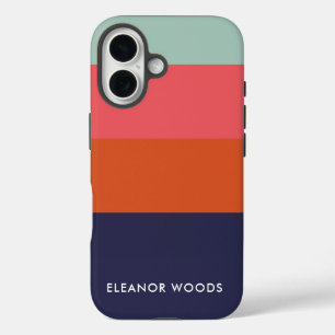Modern Colour Block Wide Stripes Personalised iPhone 16 Case