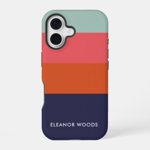 Modern Colour Block Wide Stripes Personalised iPhone 16 Case