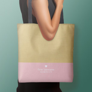 Modern Colour Block with Upscale Heart Monogram Tote Bag