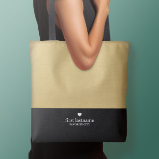 Modern Colour Block with Upscale Heart Monogram Tote Bag