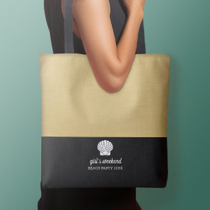 Modern Colour Block with Upscale Shell Beach Tote Bag
