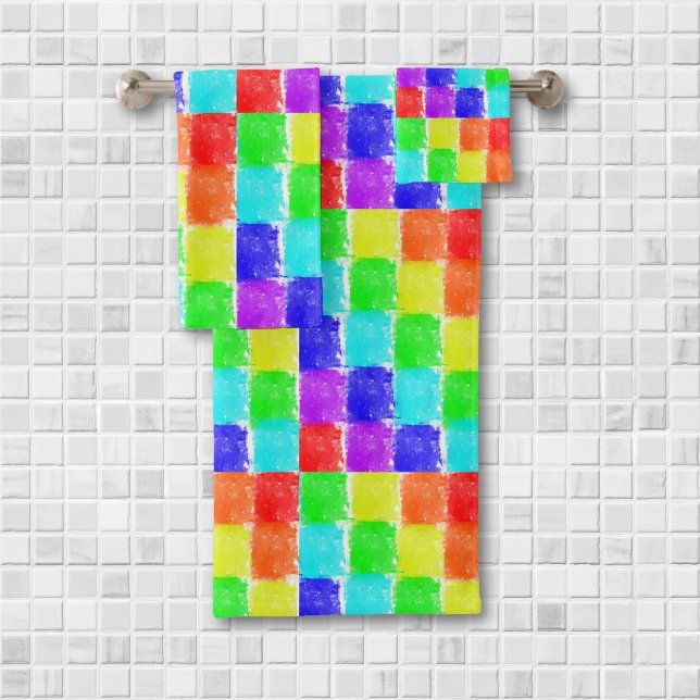 Modern Colour Blocks Abstract Pattern Bath Towel Set (Creator Uploaded)