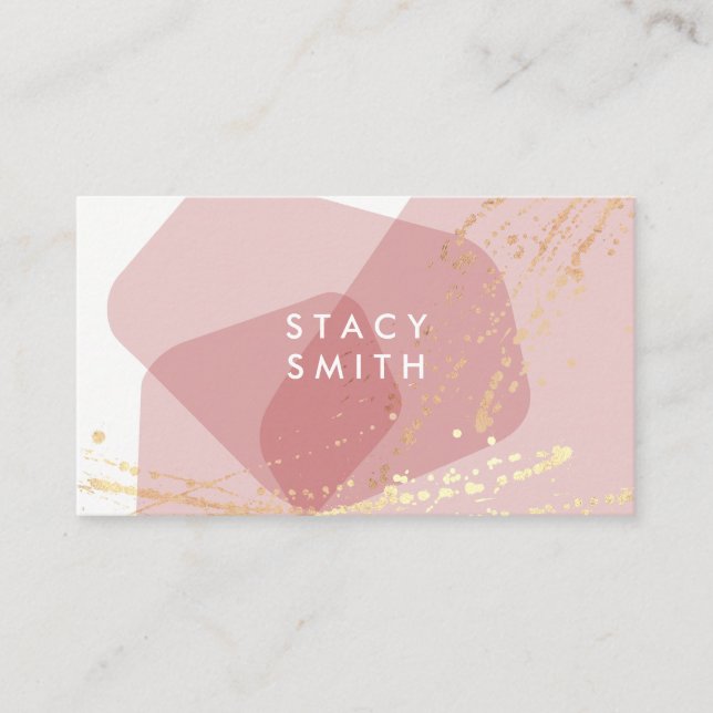 Modern Colour Blocks and Gold Spatter Business Card (Front)