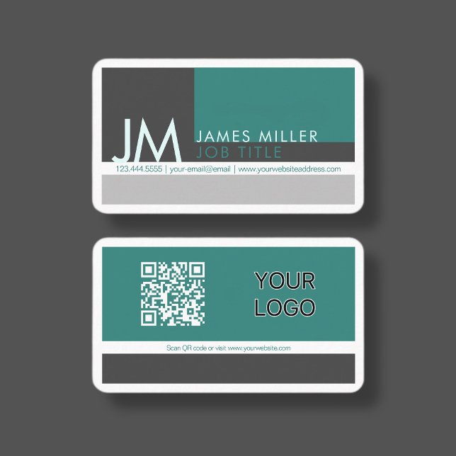 Modern Colour Blocks  | Green Grey White Business Business Card (Creator Uploaded)