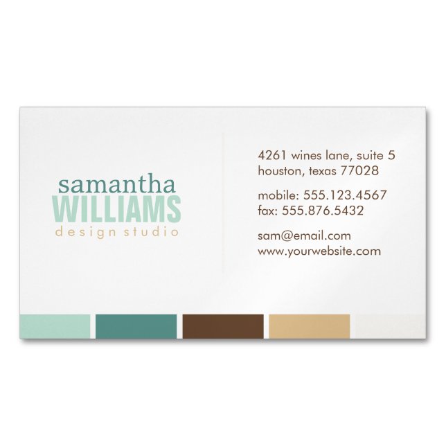 Modern Colour Blocks Magnetic Business Card (Front)