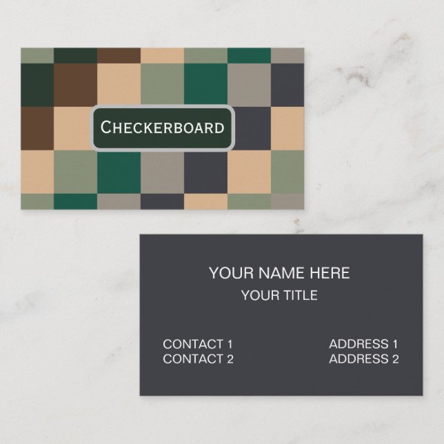 Modern Colour Checks Chequerboard Business Card (Front/Back)