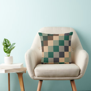 Modern Colour Checks Chequerboard Cushion
