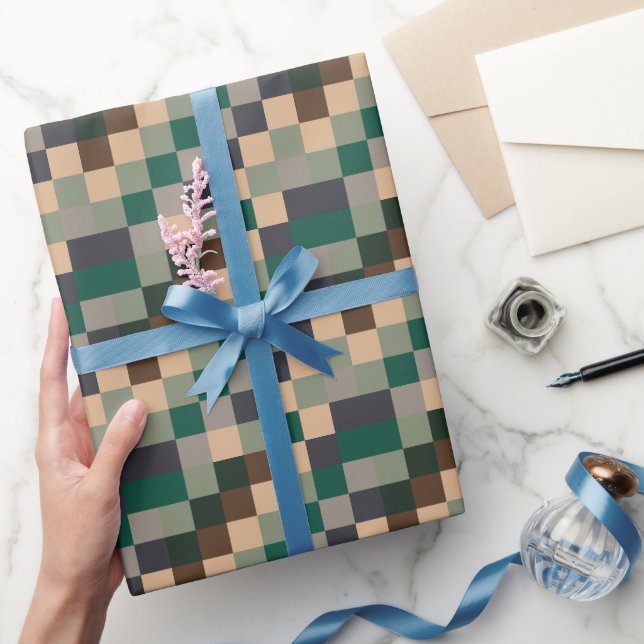 Modern Colour Checks Chequerboard Wrapping Paper (Gifting)