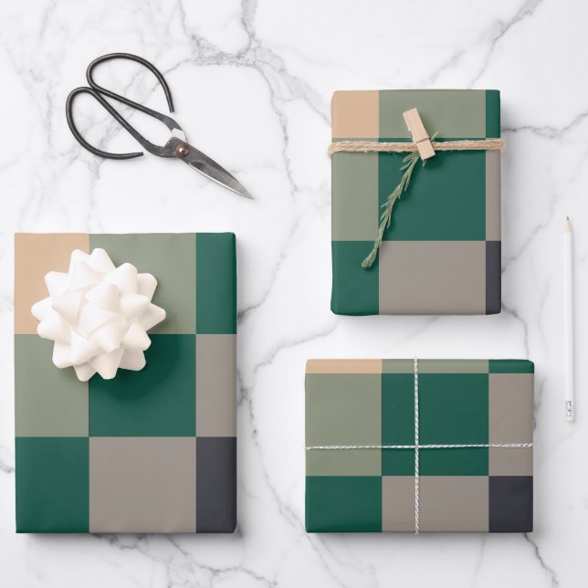 Modern Colour Checks Chequerboard Wrapping Paper Sheet (Front)
