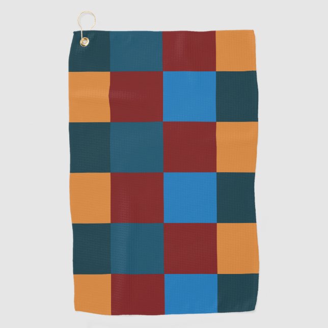 Modern Colour Chequered Chequerboard Golf Towel (Front)