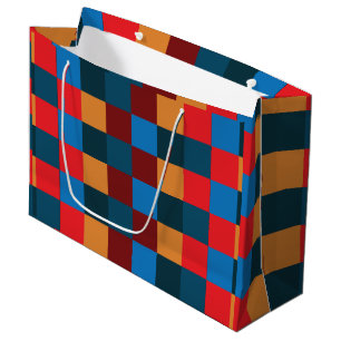 Modern Colour Chequered Chequerboard Large Gift Bag
