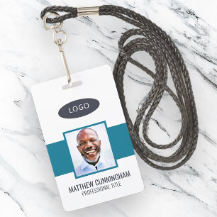 Modern Colour Custom Logo Employee Name Barcode ID Badge