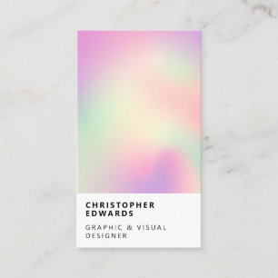 Modern colour holographic gradient white business card