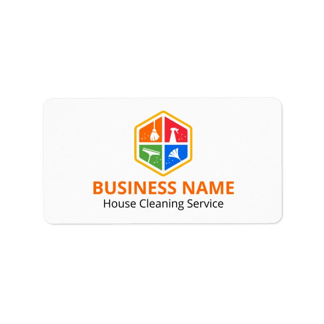 Modern Colour Logo House Cleaning Service Label (Front)