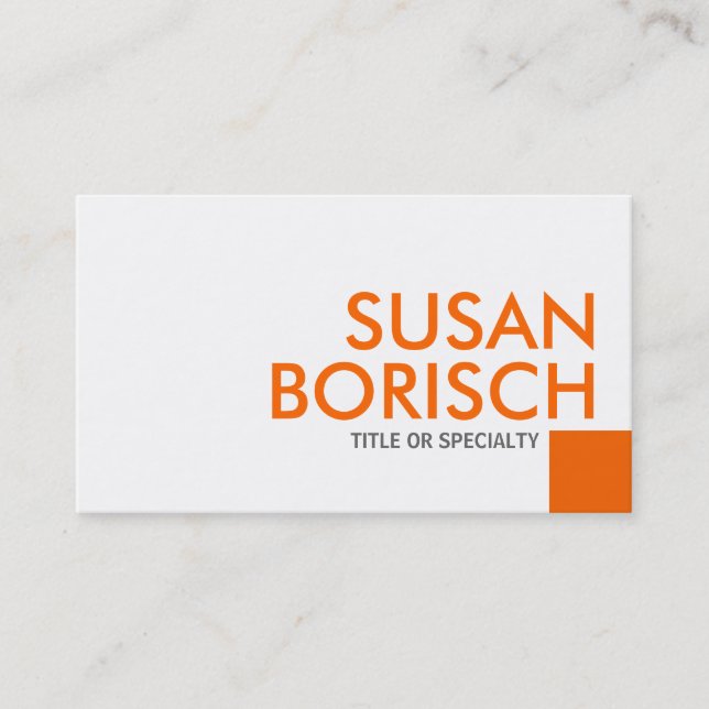 Modern Colour Minimalist White Orange Business Card (Front)