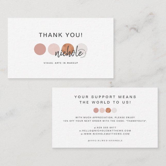 Modern Colour Palette Makeup Artist Discount Card (Front/Back)