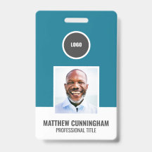 Modern Colour Round Logo Employee Name Barcode