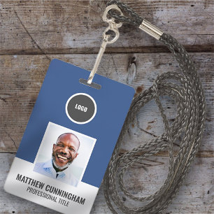 Modern Colour Round Logo Employee Name Barcode ID Badge