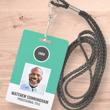 Modern Colour Round Logo Employee Name Barcode