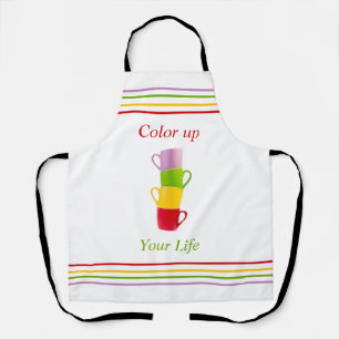 Modern colour up your life coffee mug apron