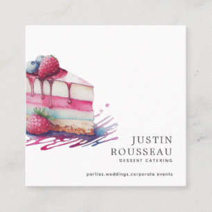 Modern Colour Watercolor Dessert Baker Pastry Chef Square Business Card