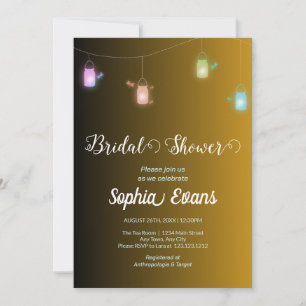 Modern Coloured Hanging Mason Jars Gold Shower Invitation