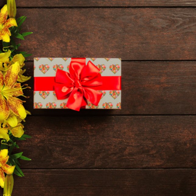 Modern coloured heart grey pattern wrapping paper (Creator Uploaded)