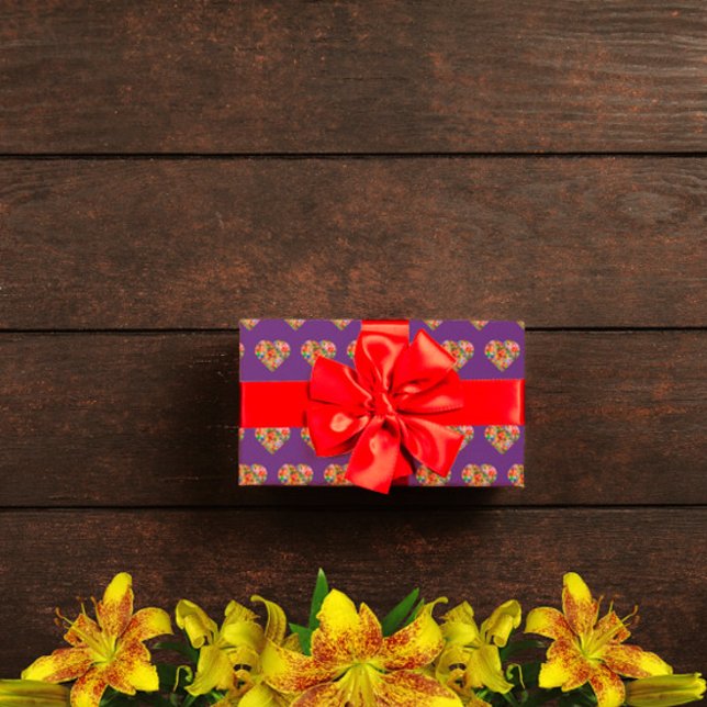 Modern coloured heart purple pattern wrapping paper (Creator Uploaded)
