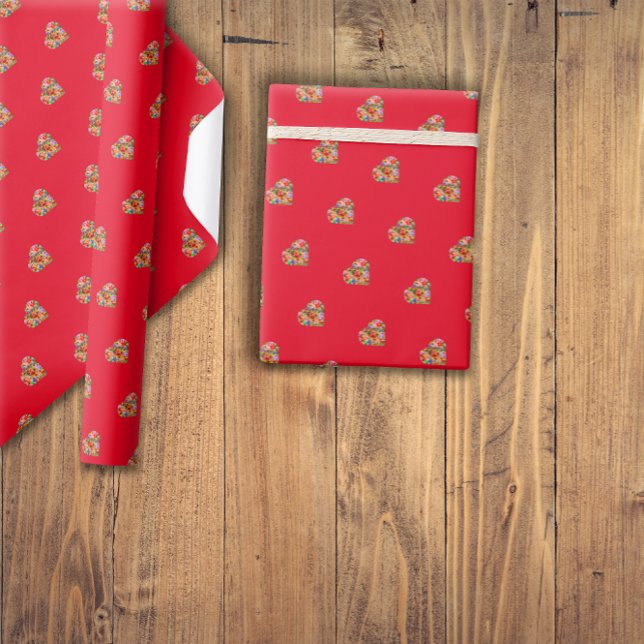 Modern coloured heart red pattern wrapping paper (Creator Uploaded)