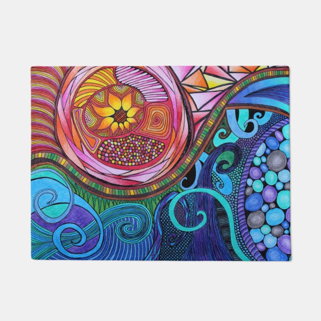 Modern Colourful Abstract Art Doormat (Front)