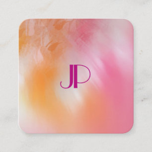 Modern Colourful Abstract Art Elegant Monogram Square Business Card