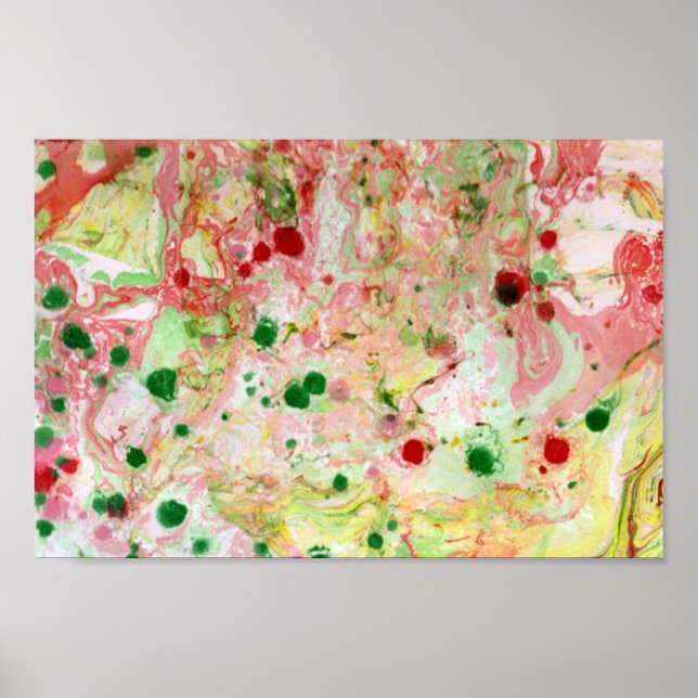 Modern Colourful Abstract Art Green Pink Red Yello Poster (Front)