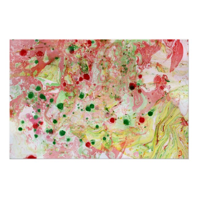 Modern Colourful Abstract Art Pink Red Yellow Gree Poster (Front)