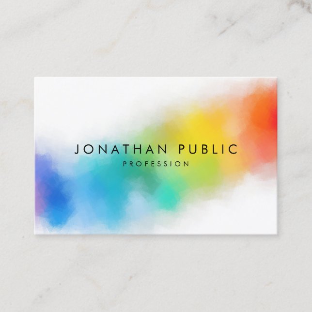 Modern Colourful Abstract Art Rainbow Colours Business Card (Front)