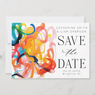 Modern colourful abstract art Save the Date