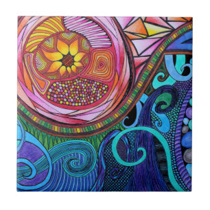 Modern Colourful Abstract Art Tile