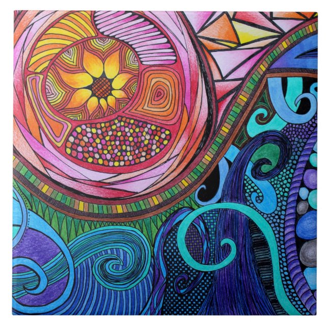 Modern Colourful Abstract Art Tile (Front)