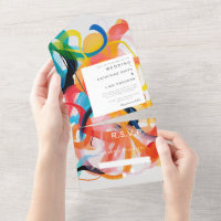 Modern colourful abstract art Wedding design