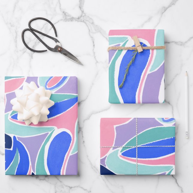 Modern Colourful Abstract Art Wrapping Paper Sheet (Front)