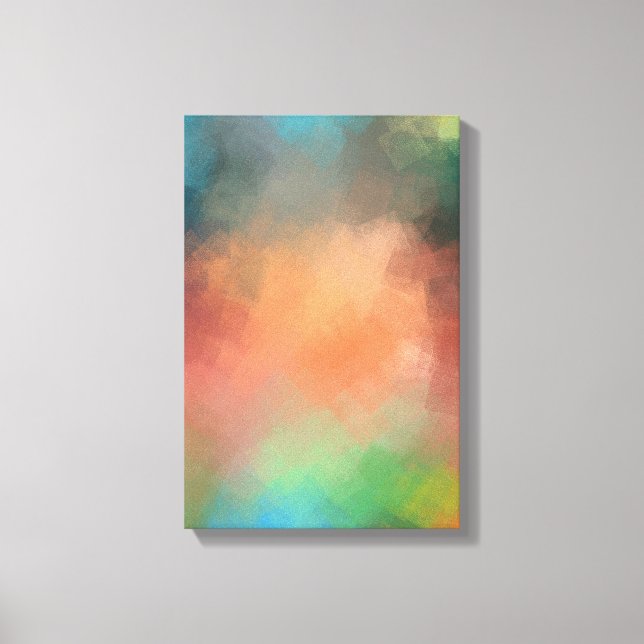 Modern Colourful Abstract Art Yellow Blue Green Re Canvas Print (Front)