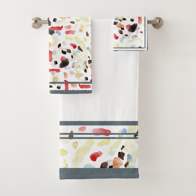 Modern Colourful Abstract Bath Towel Set (Insitu)