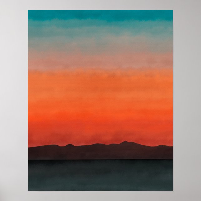 Modern Colourful Abstract Beach Sunset Poster (Front)