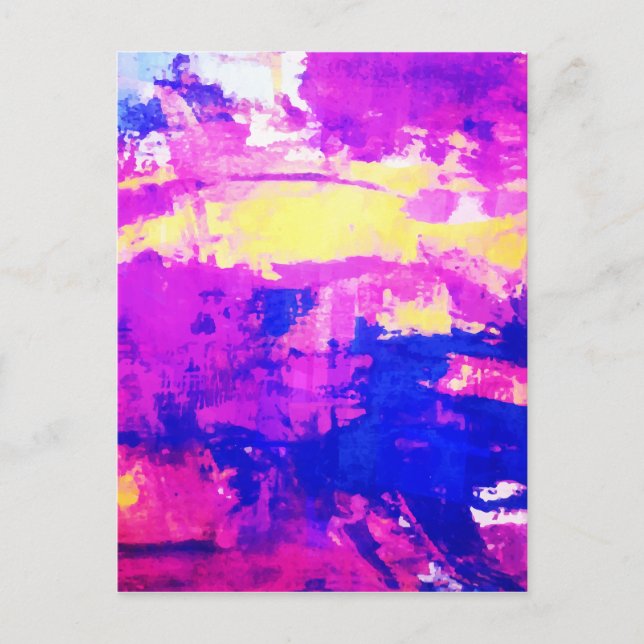 Modern Colourful Abstract Blue Purple Watercolor Postcard (Front)