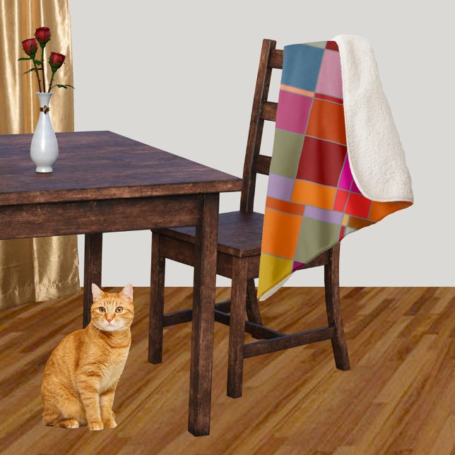 Modern Colourful Abstract Chequered  Sherpa Blanket (Creator Uploaded)