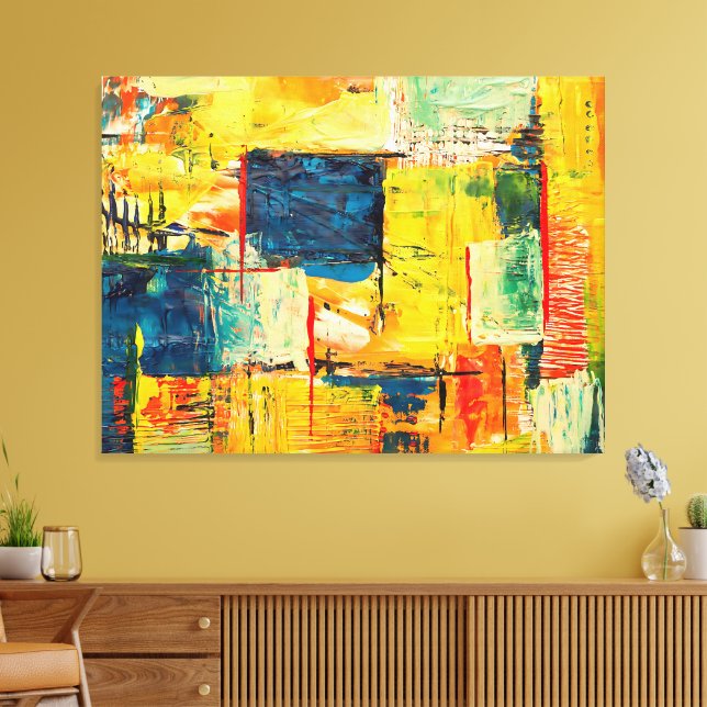 Modern Colourful Abstract Expression Canvas Print (Insitu(LivingRoom))