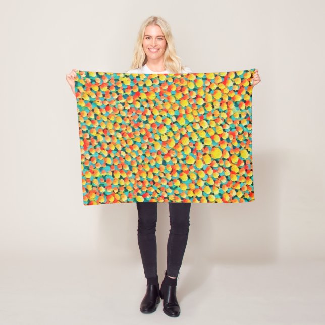 Modern Colourful Abstract Geometric Balloons Paint Fleece Blanket (In Situ)