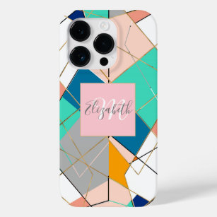 Modern Colourful Abstract Gold Geometric Strokes Case-Mate iPhone 14 Pro Case